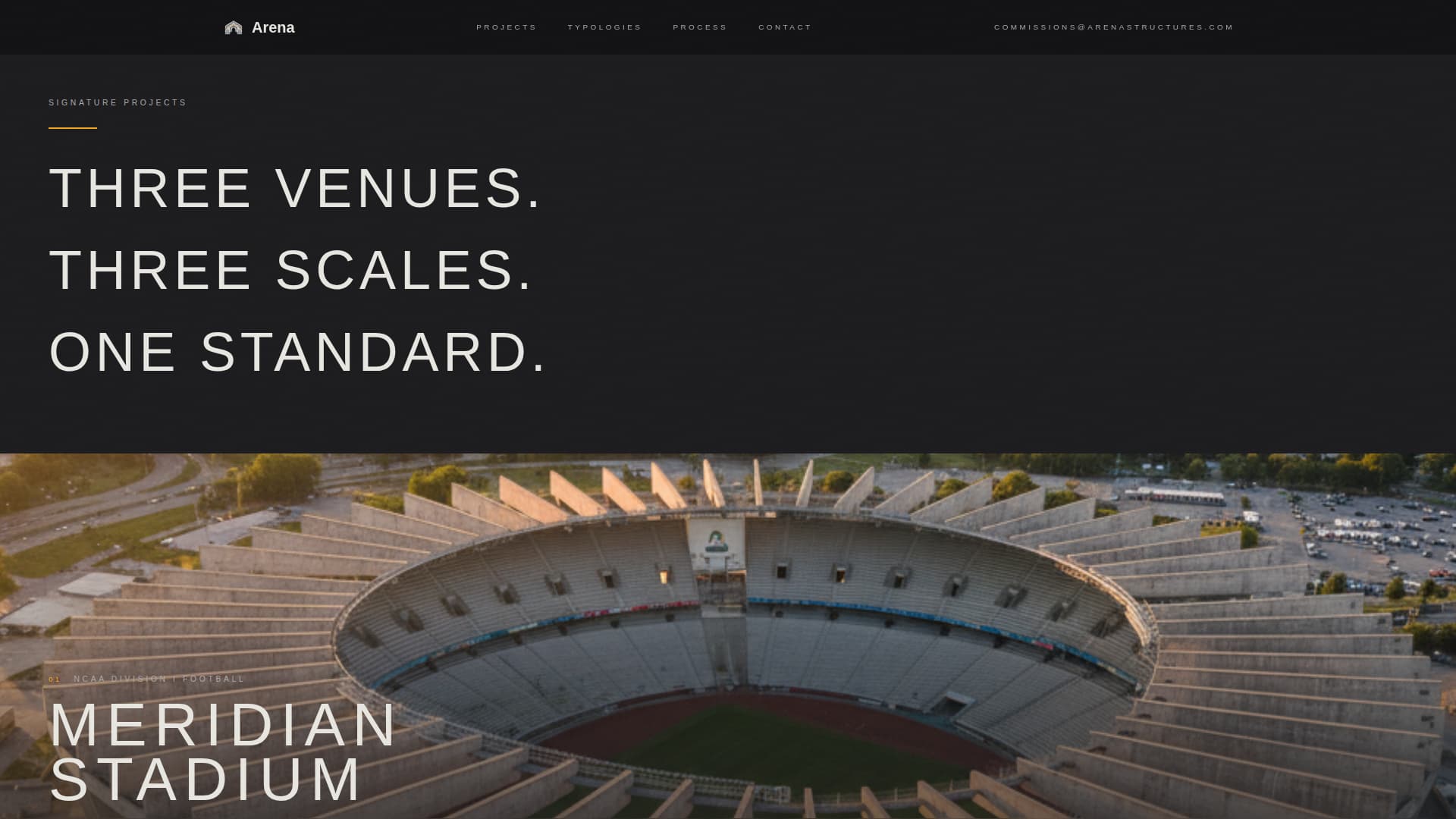 Arena - Monumental Sports Facility Landing Page Template