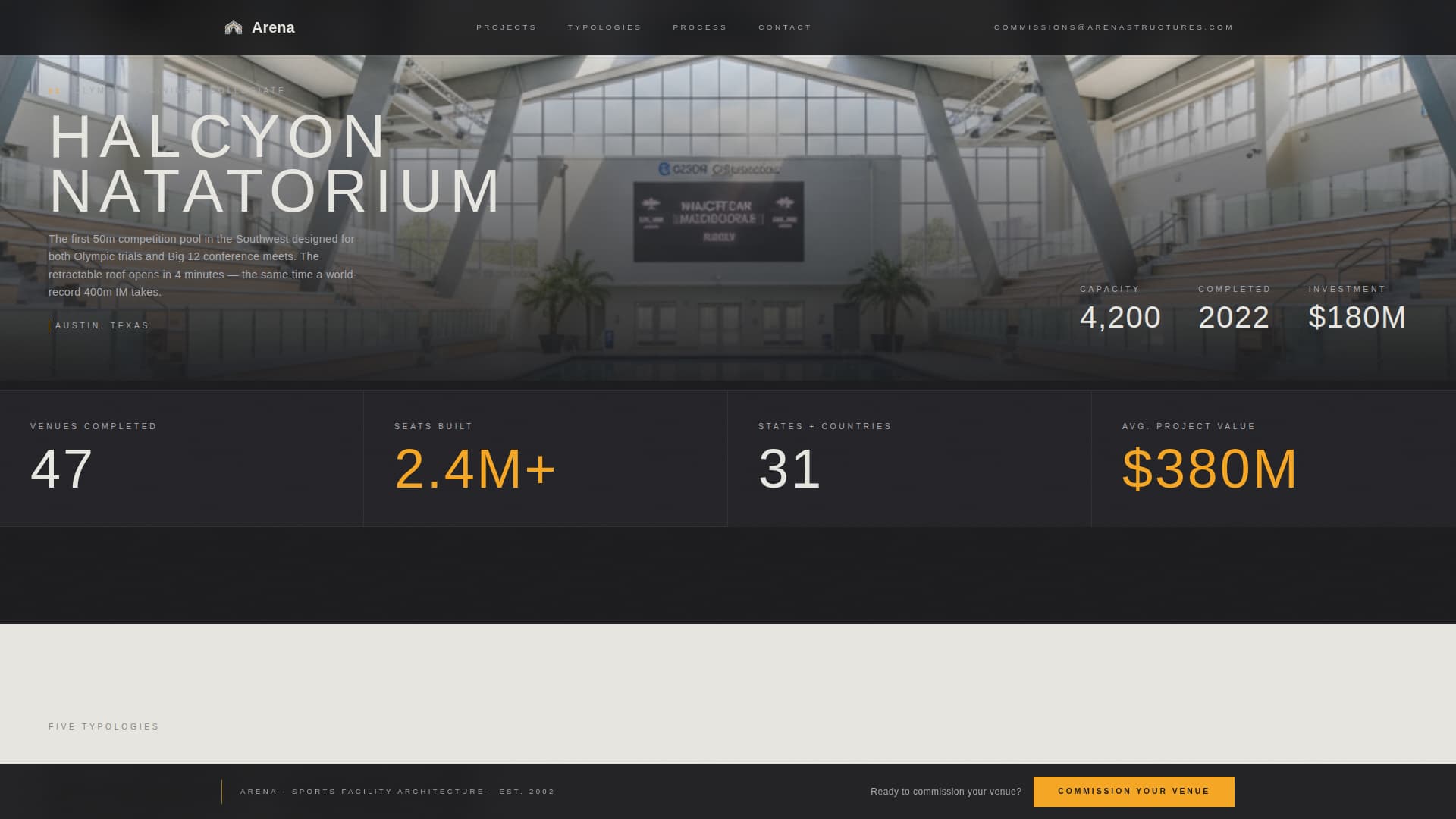 Arena - Monumental Sports Facility Landing Page Template
