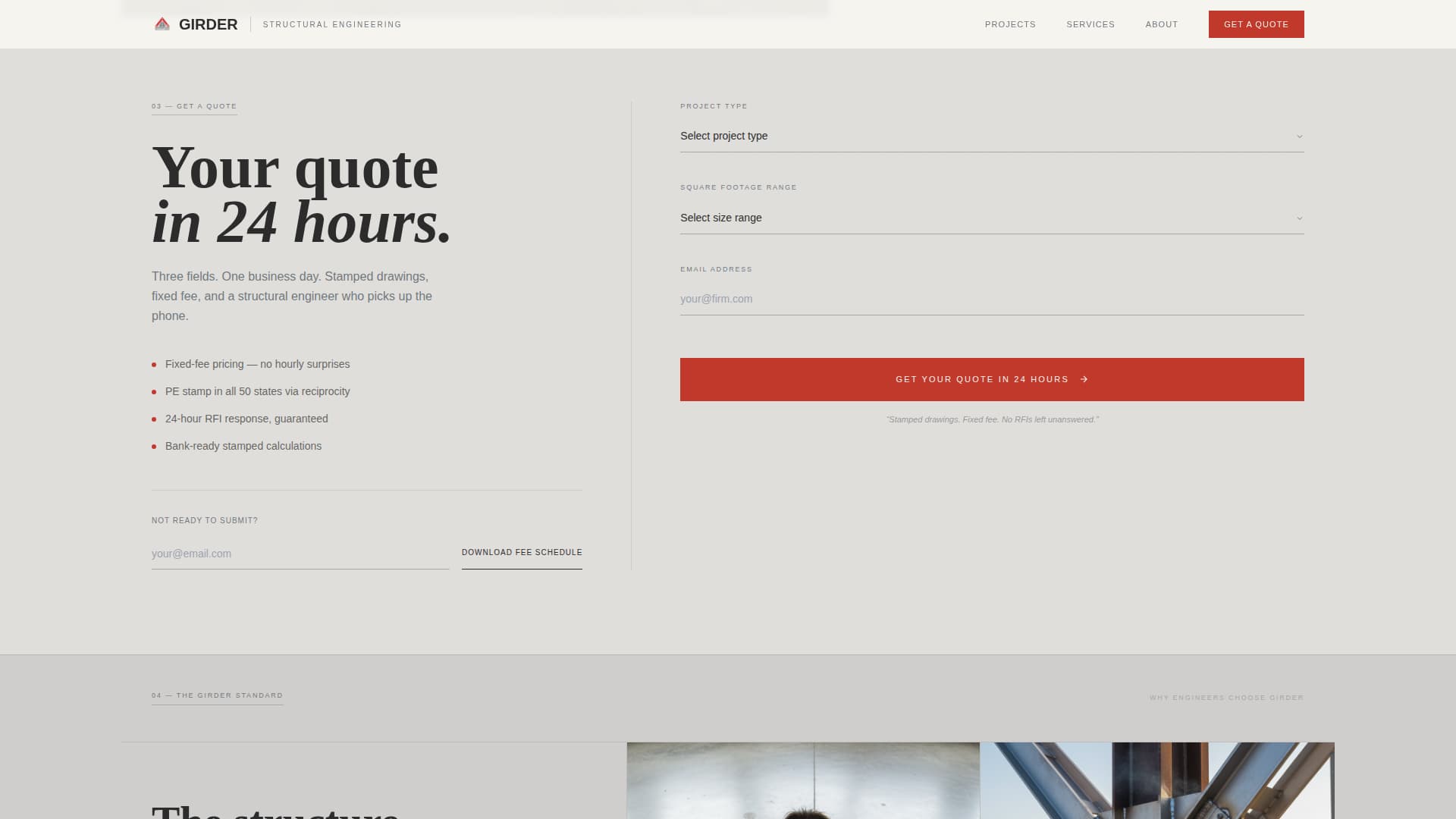 Girder - Precision Structural Engineering Landing Page Template