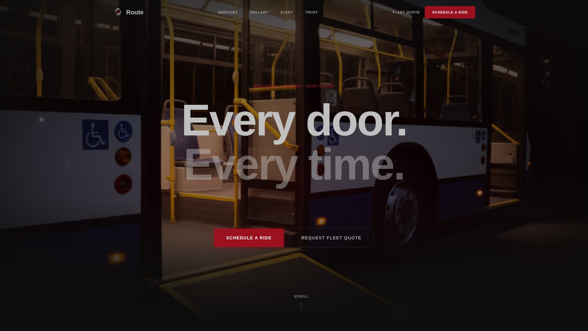 Route - Cinematic Accessible Transit Landing Page Template