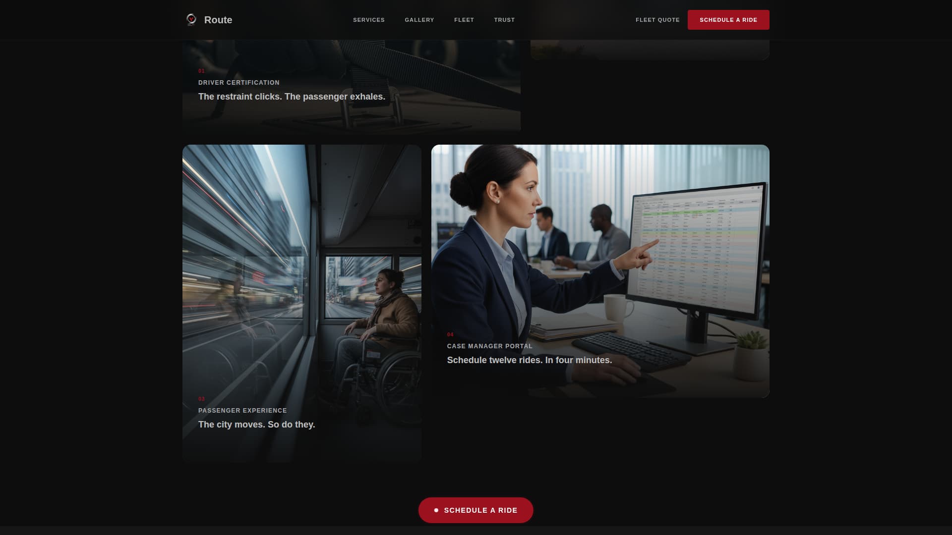 Route - Cinematic Accessible Transit Landing Page Template