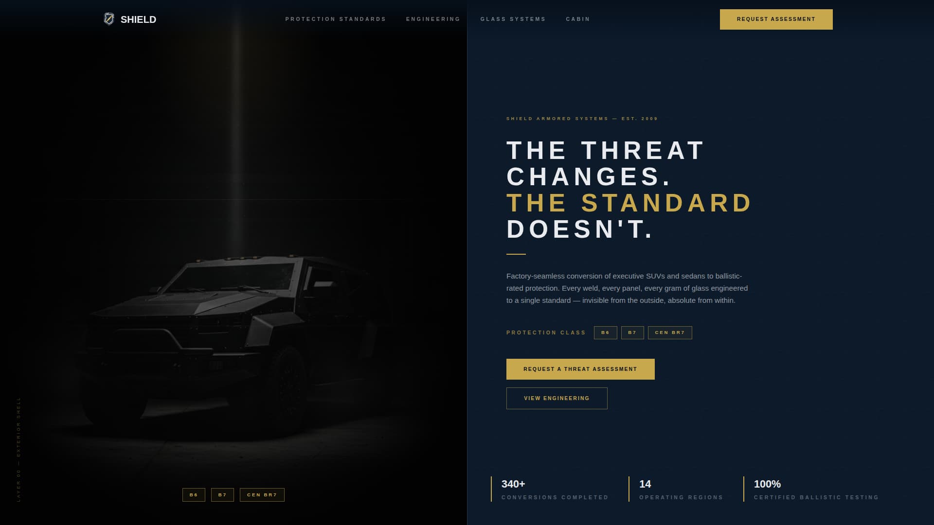 Shield - Precision Armored Vehicle Landing Page Template