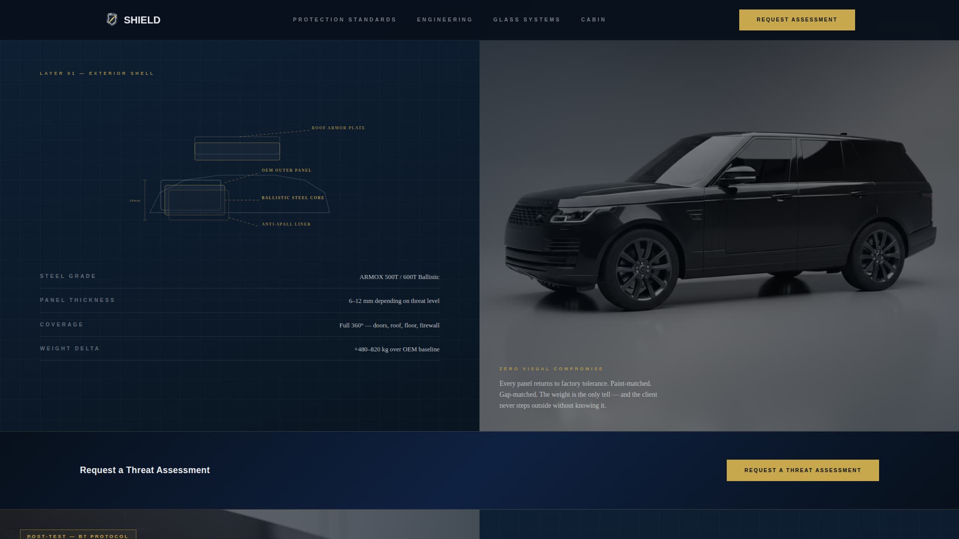 Shield - Precision Armored Vehicle Landing Page Template