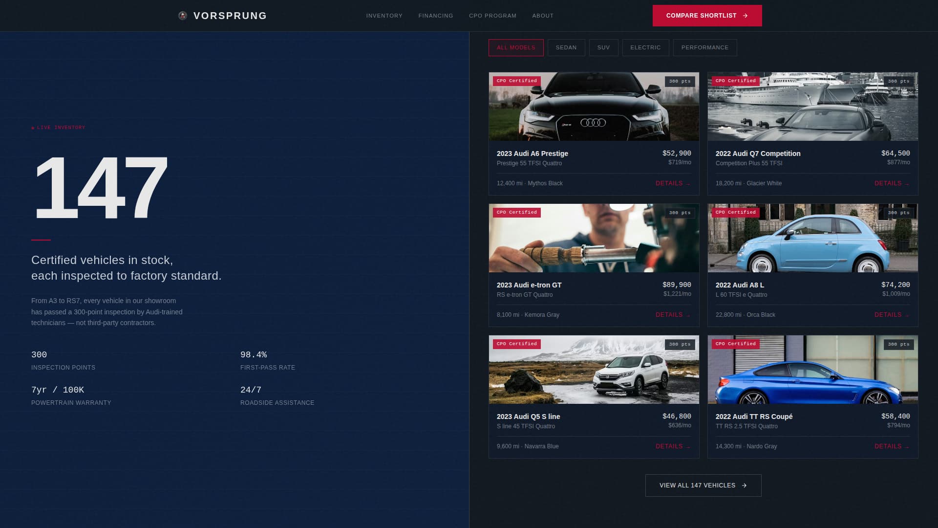 Vorsprung - Certified Audi Landing Page Template