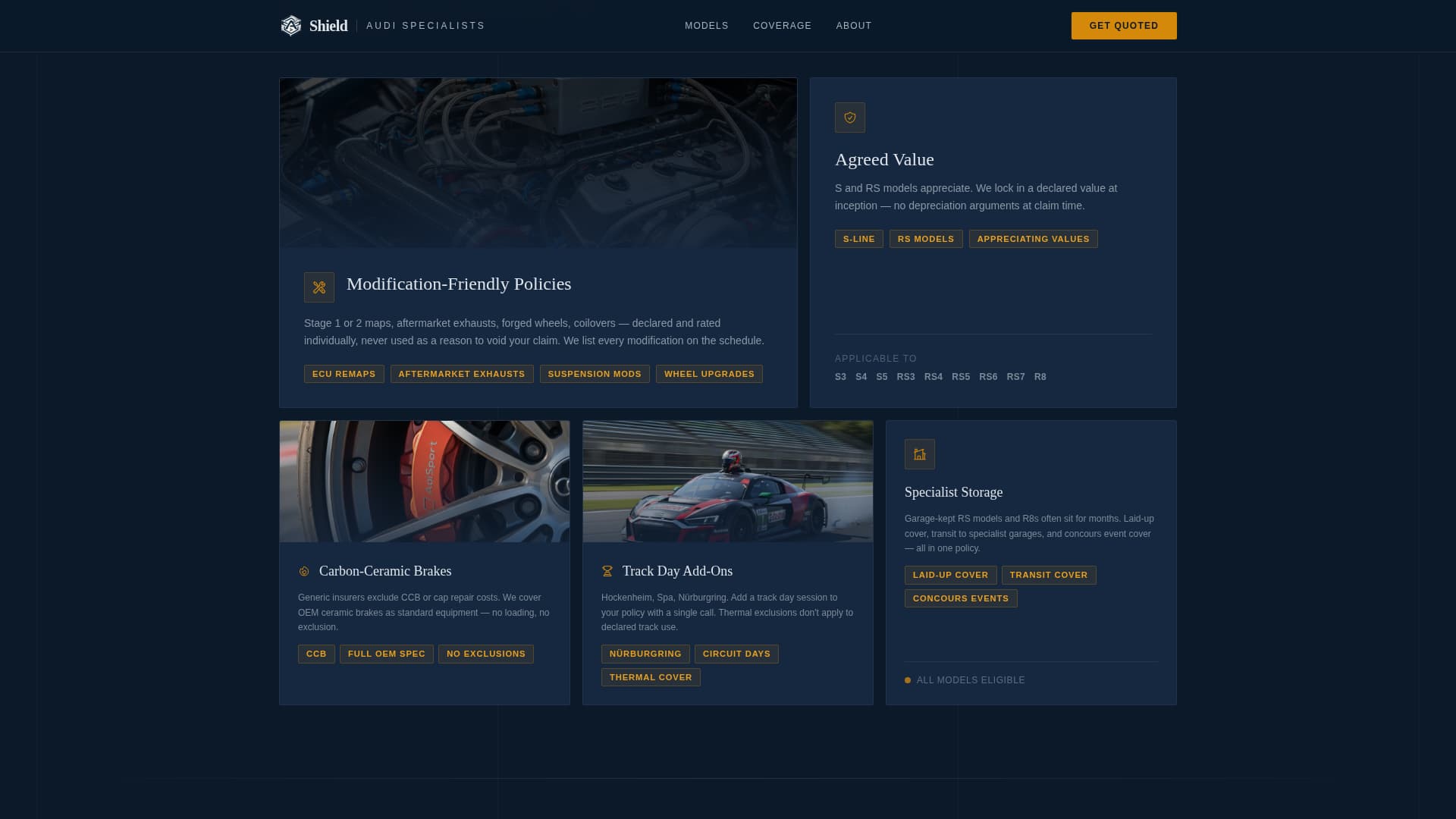 Shield - Specialist Audi Insurance Landing Page Template