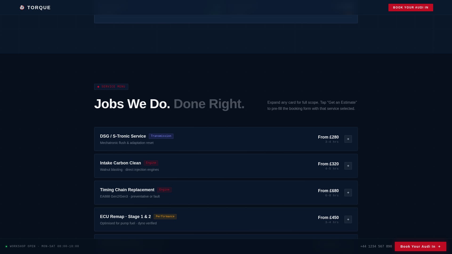 Torque - Precision Audi Landing Page Template