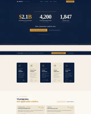 Hearth — Dynamic Tourism Grants Landing Page Template