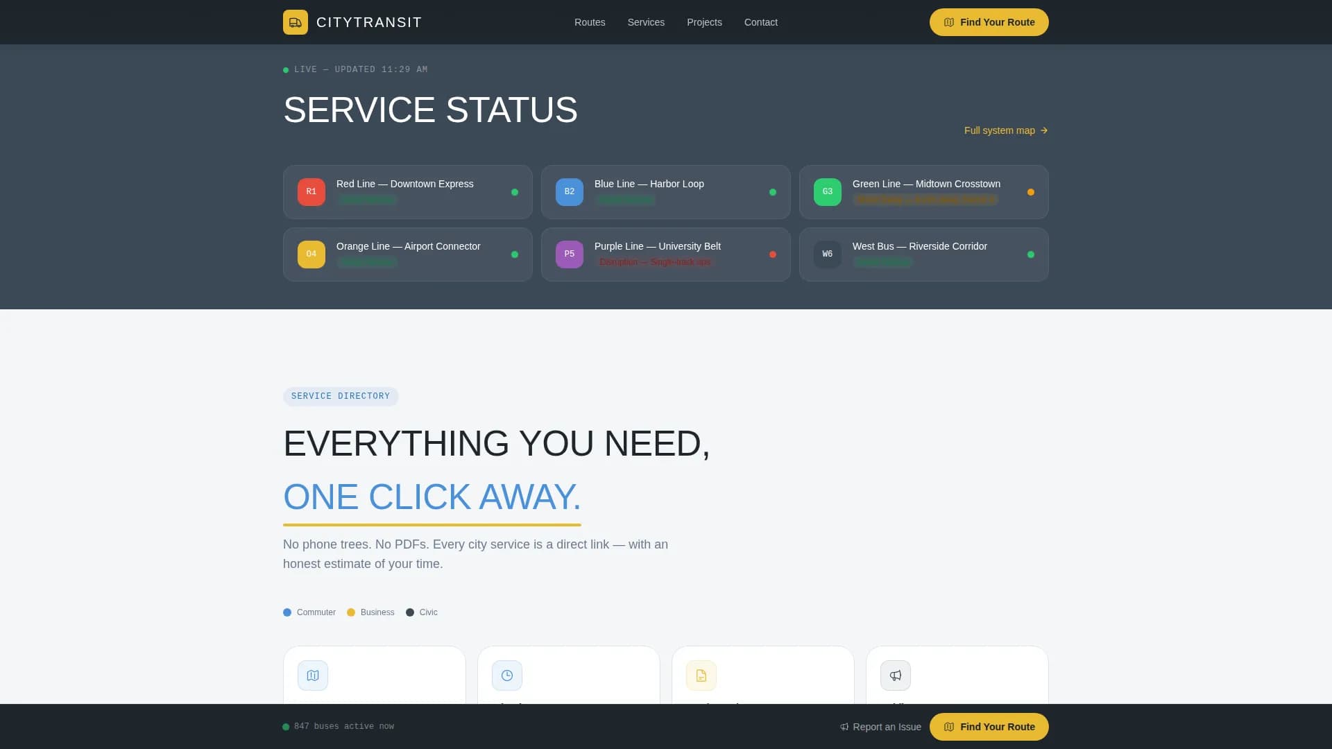 Flow — Municipal Transportation Landing Page Template