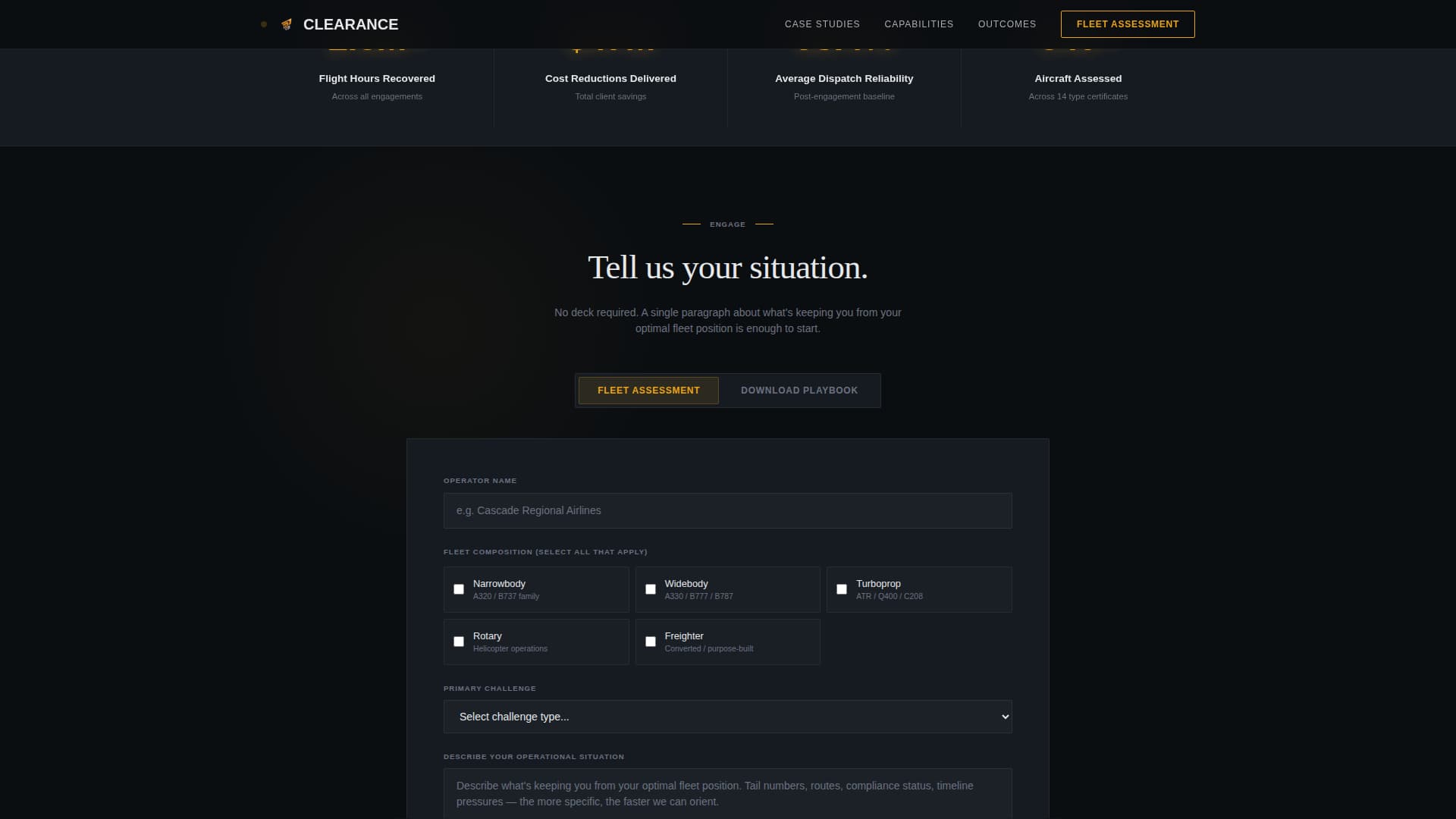 Clearance - Precision Aviation Landing Page Template