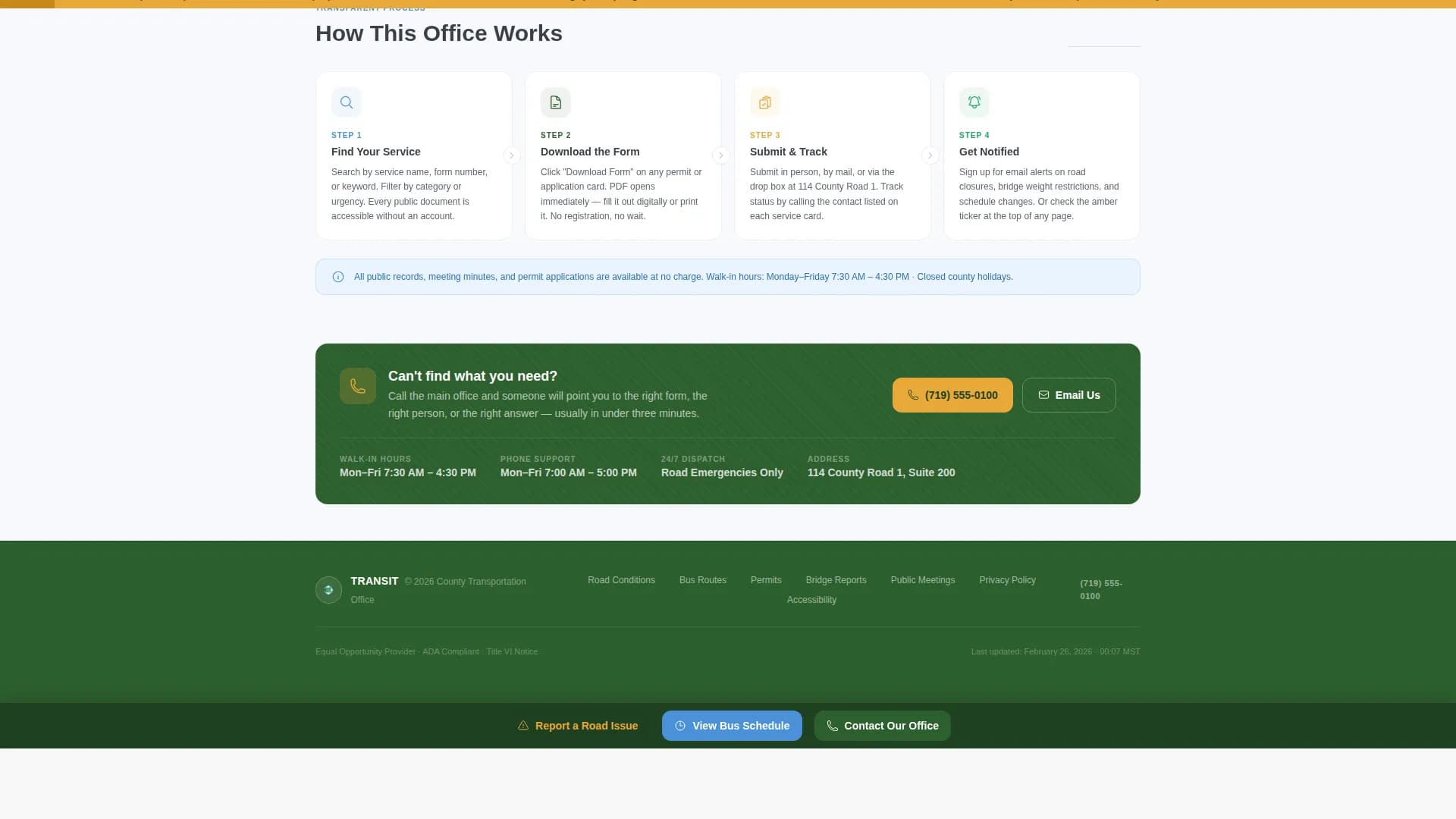 Serve — County Transportation Landing Page Template