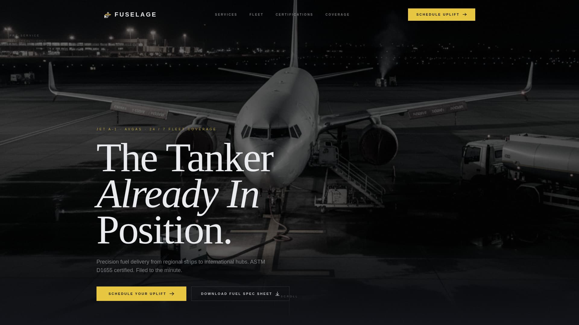 Fuselage - Precision Aviation Fuel Landing Page Template