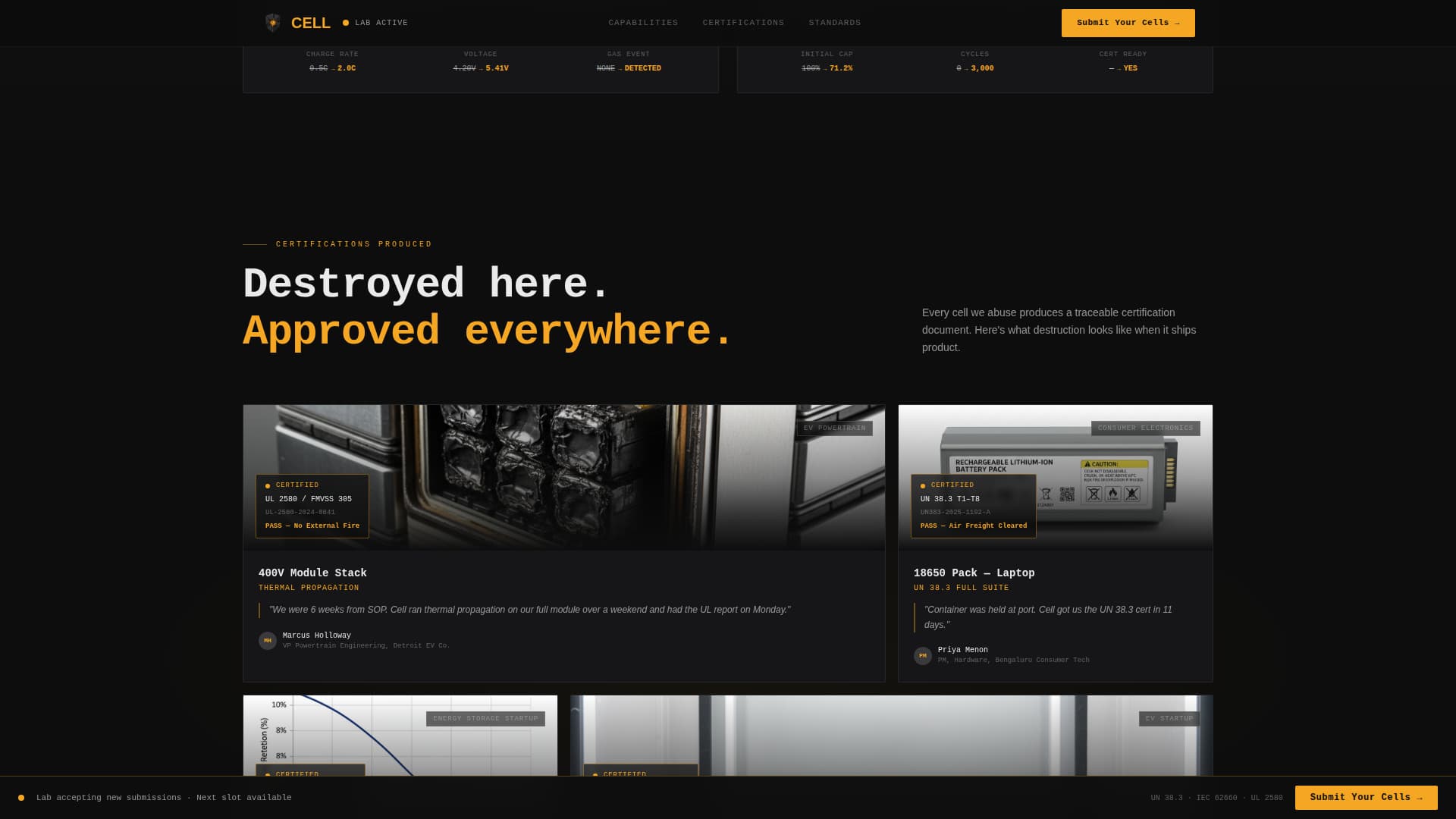 Cellbreak - High Stakes Battery Testing Landing Page Template