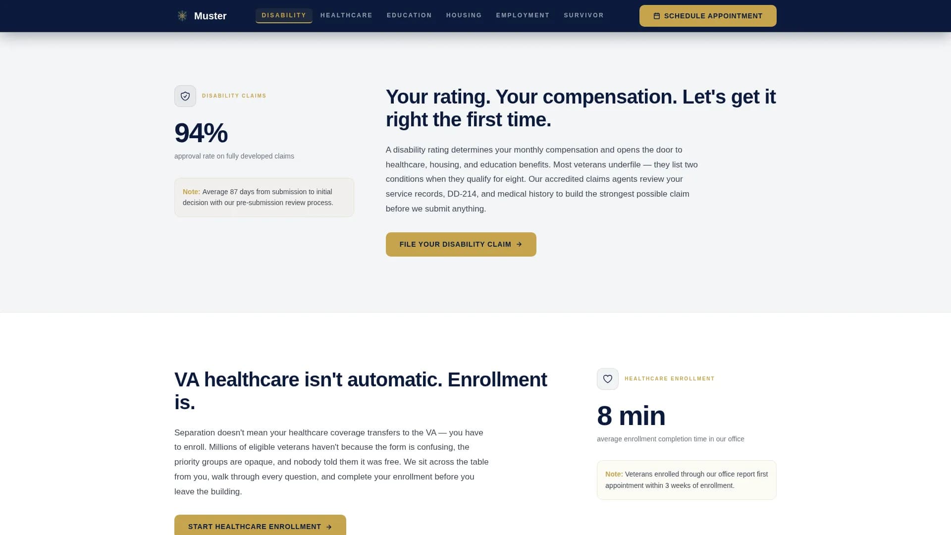 Support — Veteran Benefits Landing Page Template