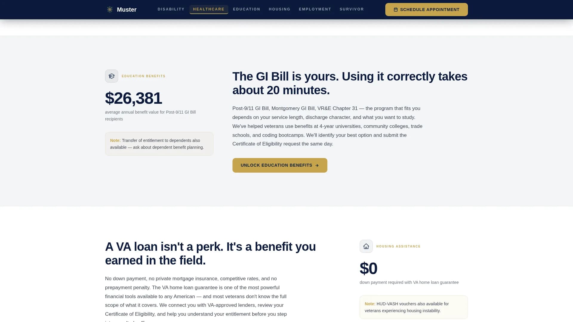 Support — Veteran Benefits Landing Page Template