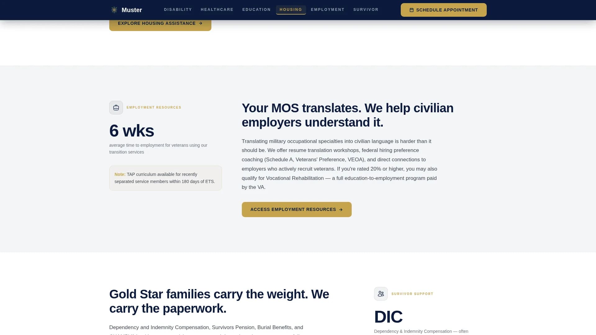 Support — Veteran Benefits Landing Page Template