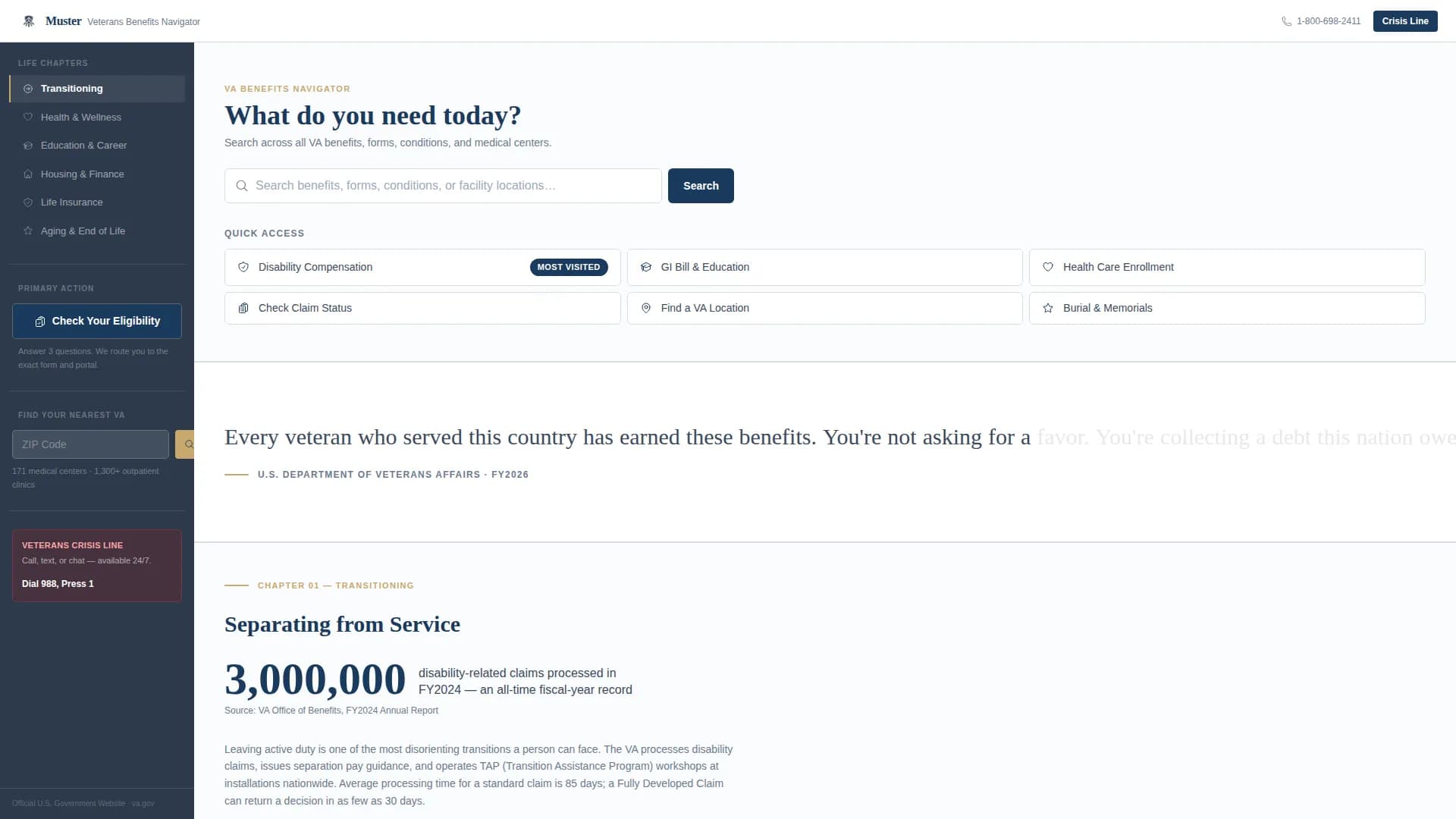 Elevate — Veterans Services Landing Page Template