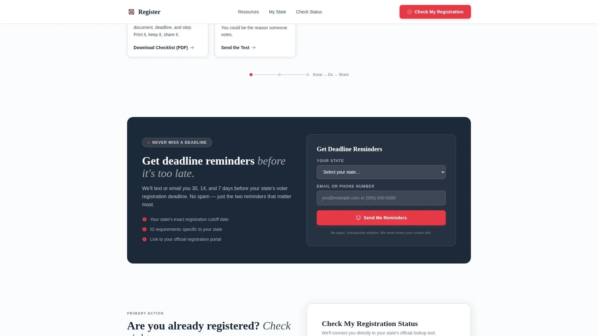 Enable — Voter Registration Landing Page Template