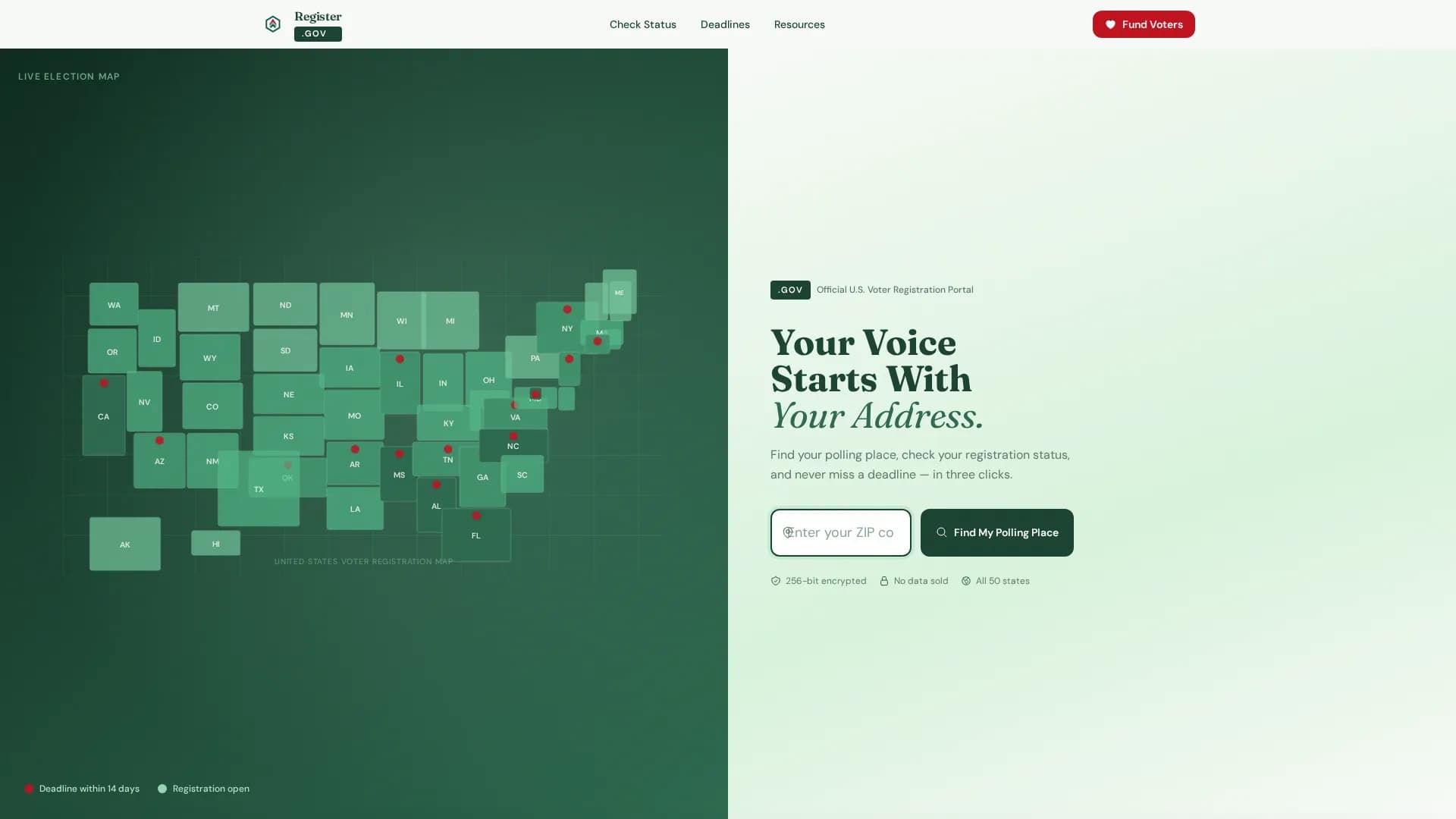 Voter Registration Government Reviews Website Template
