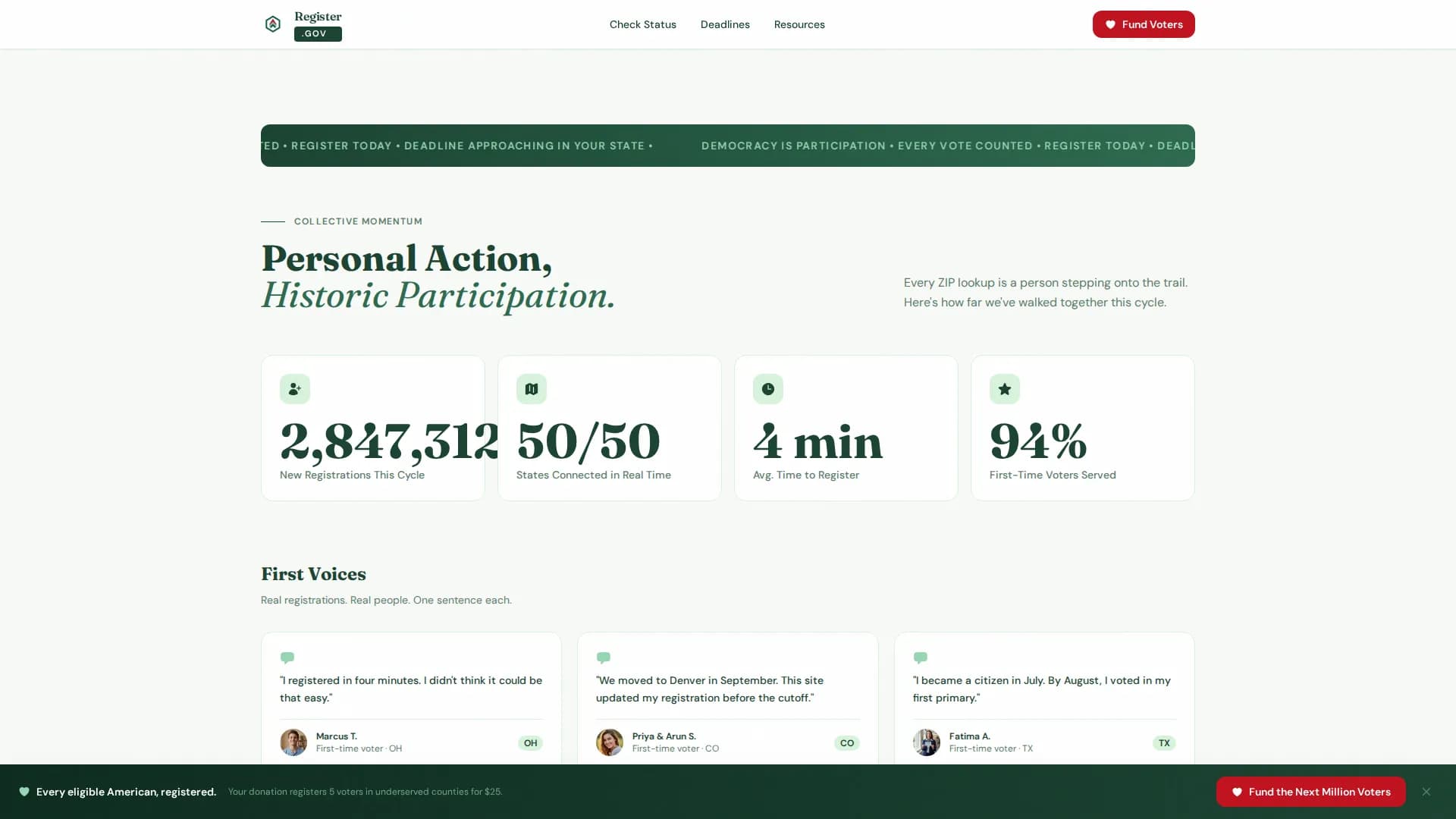 Voter Registration Government Reviews Website Template