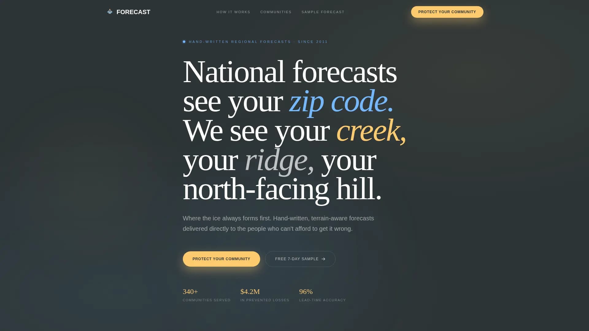 Meteorology — Hyperlocal Weather Landing Page Template