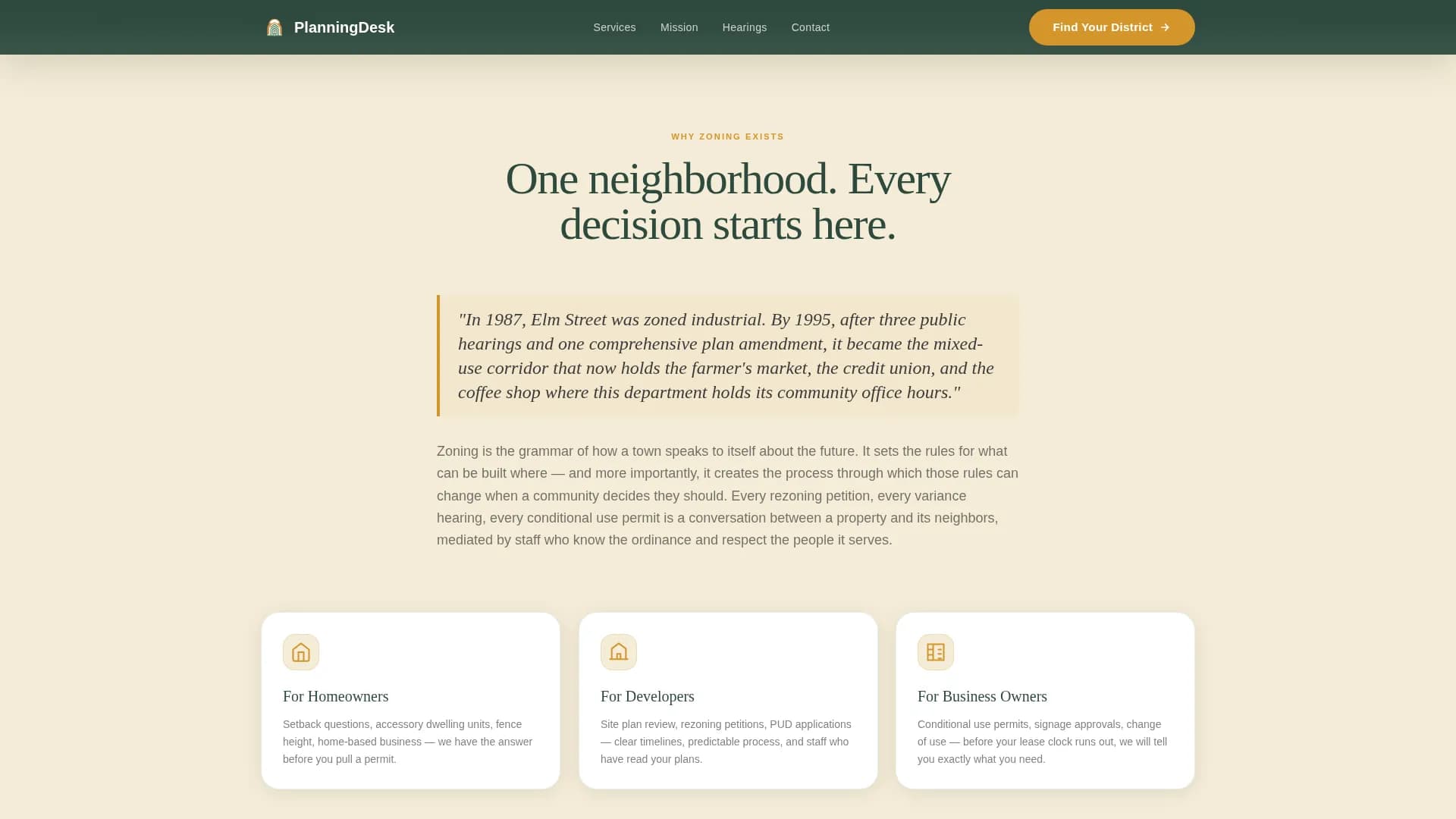 Zoning — Municipal Planning Landing Page Template