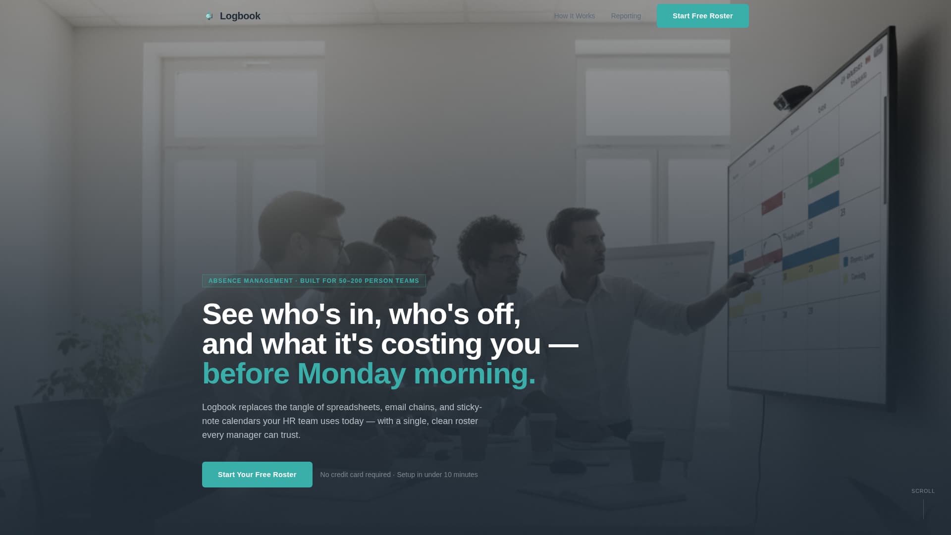 Logbook - Streamlined Absencemanagement Landing Page Template