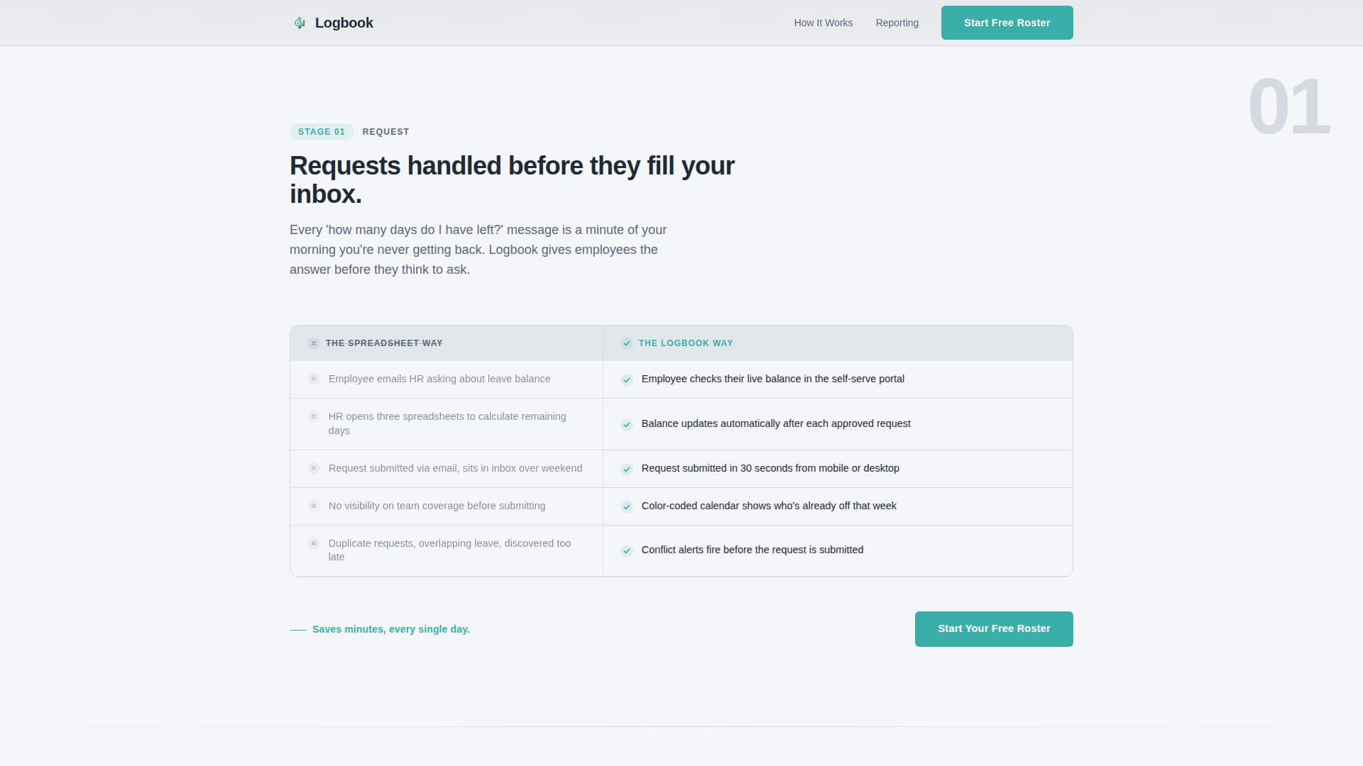 Logbook - Streamlined Absencemanagement Landing Page Template