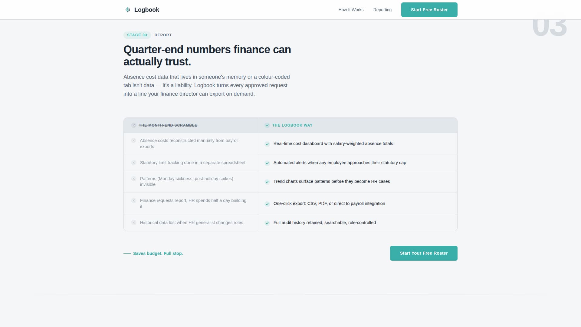 Logbook - Streamlined Absencemanagement Landing Page Template