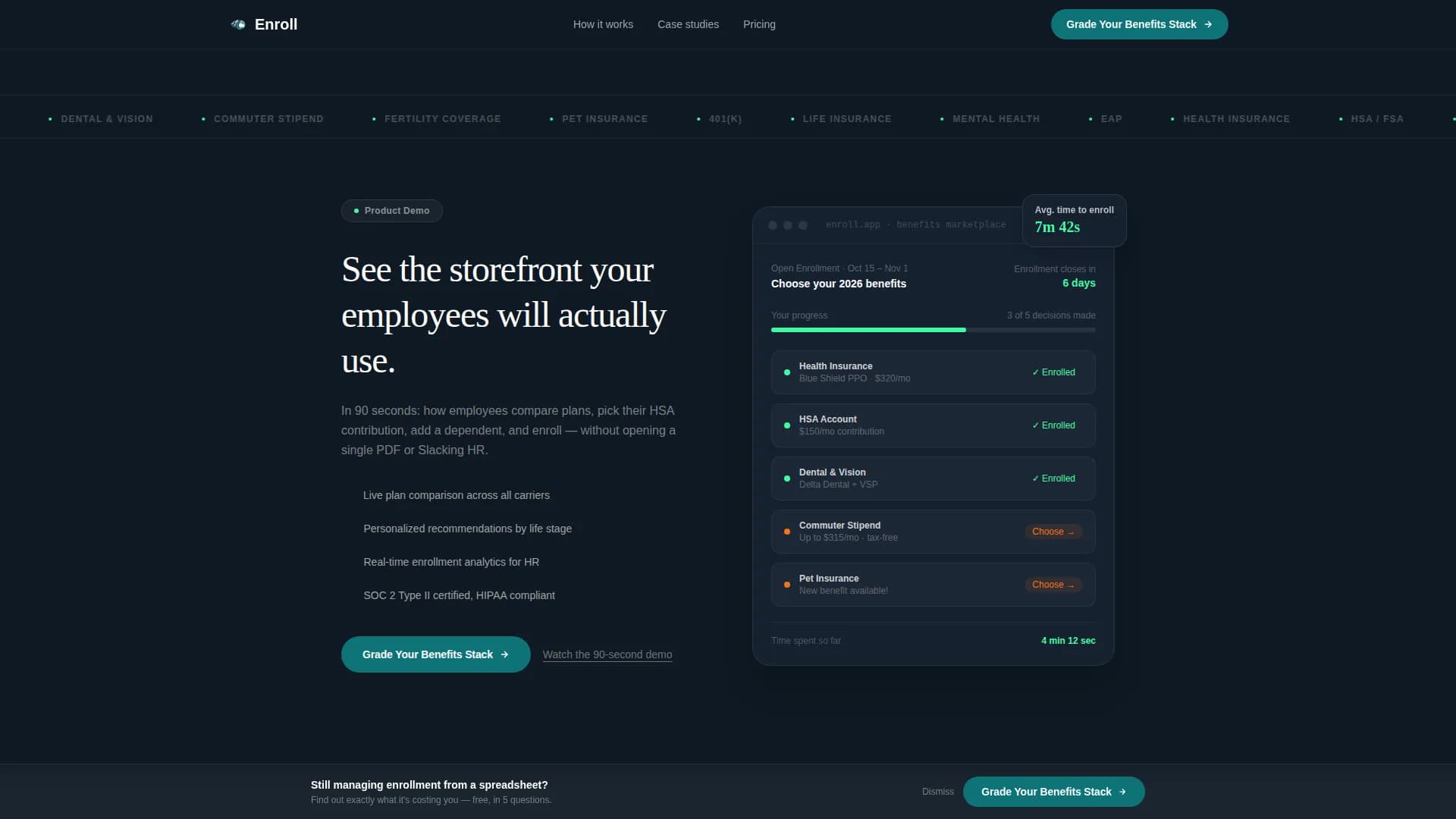 Enroll - Benefits Marketplace Platform Landing Page Template