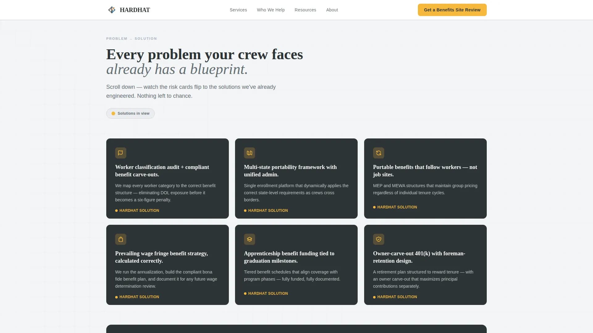 Hardhat — Comprehensive Construction Benefits Landing Page Template