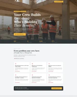 Hardhat — Comprehensive Construction Benefits Landing Page Template