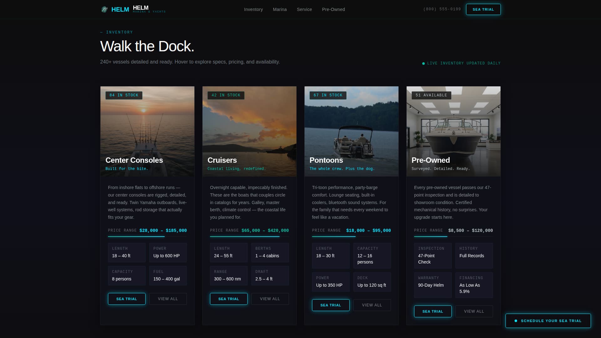 Helm - Cinematic Marina Landing Page Template
