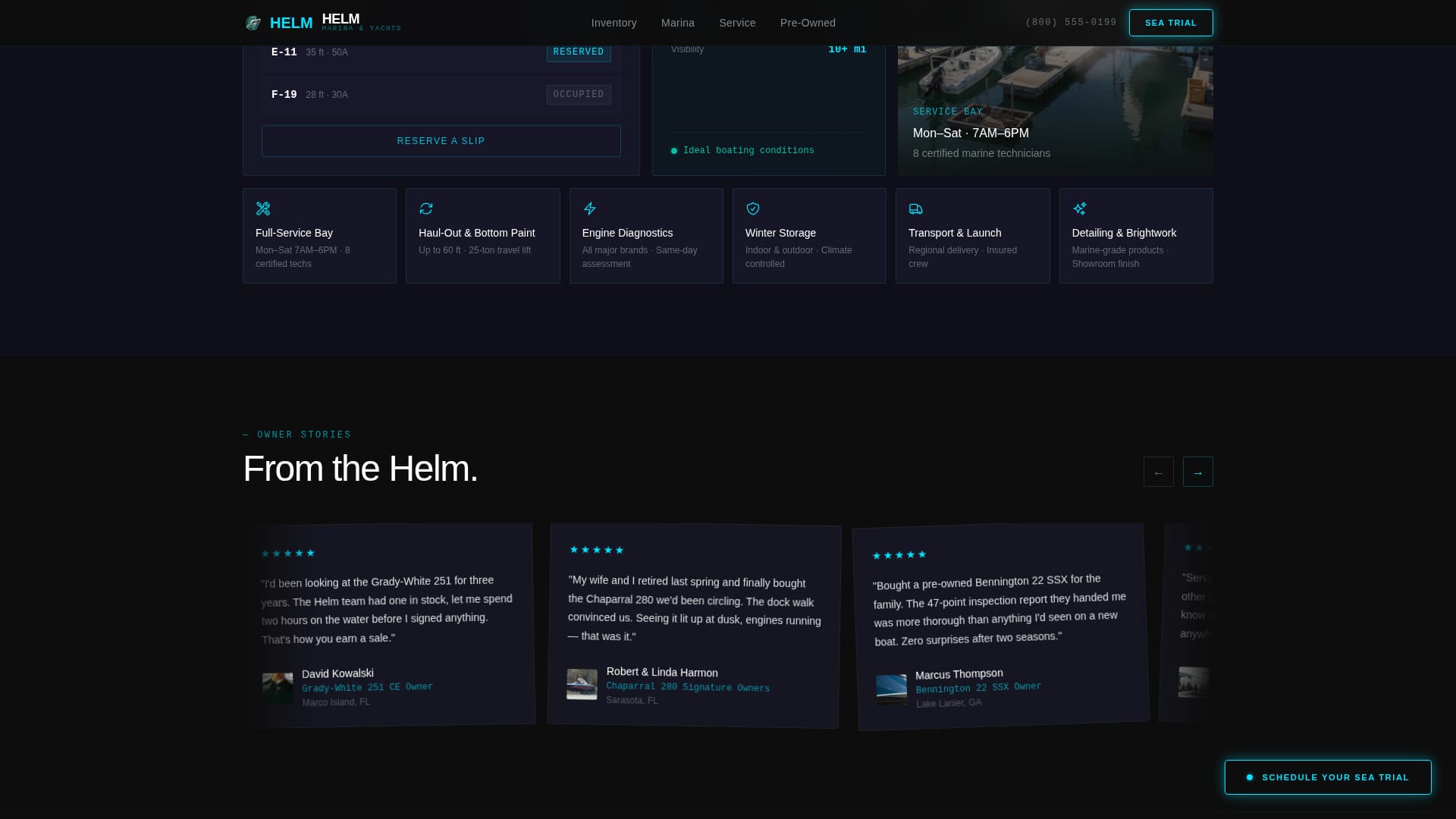 Helm - Cinematic Marina Landing Page Template