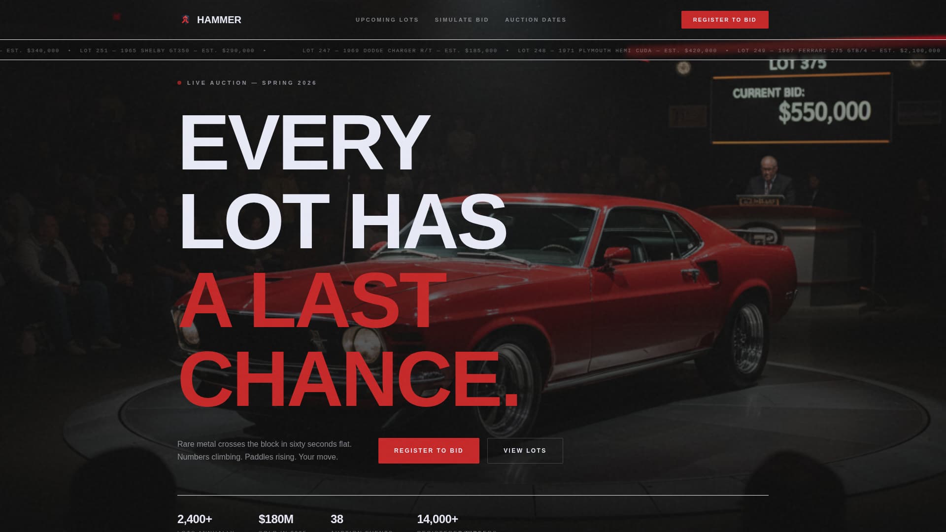 Hammer - High Octane Auction Landing Page Template