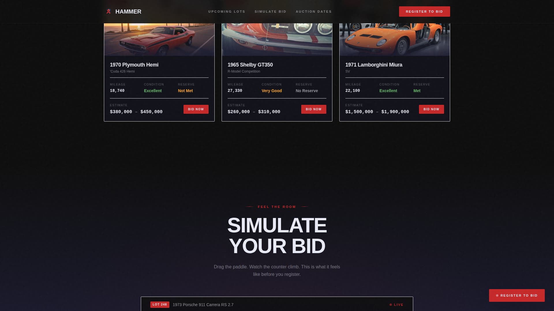 Hammer - High Octane Auction Landing Page Template