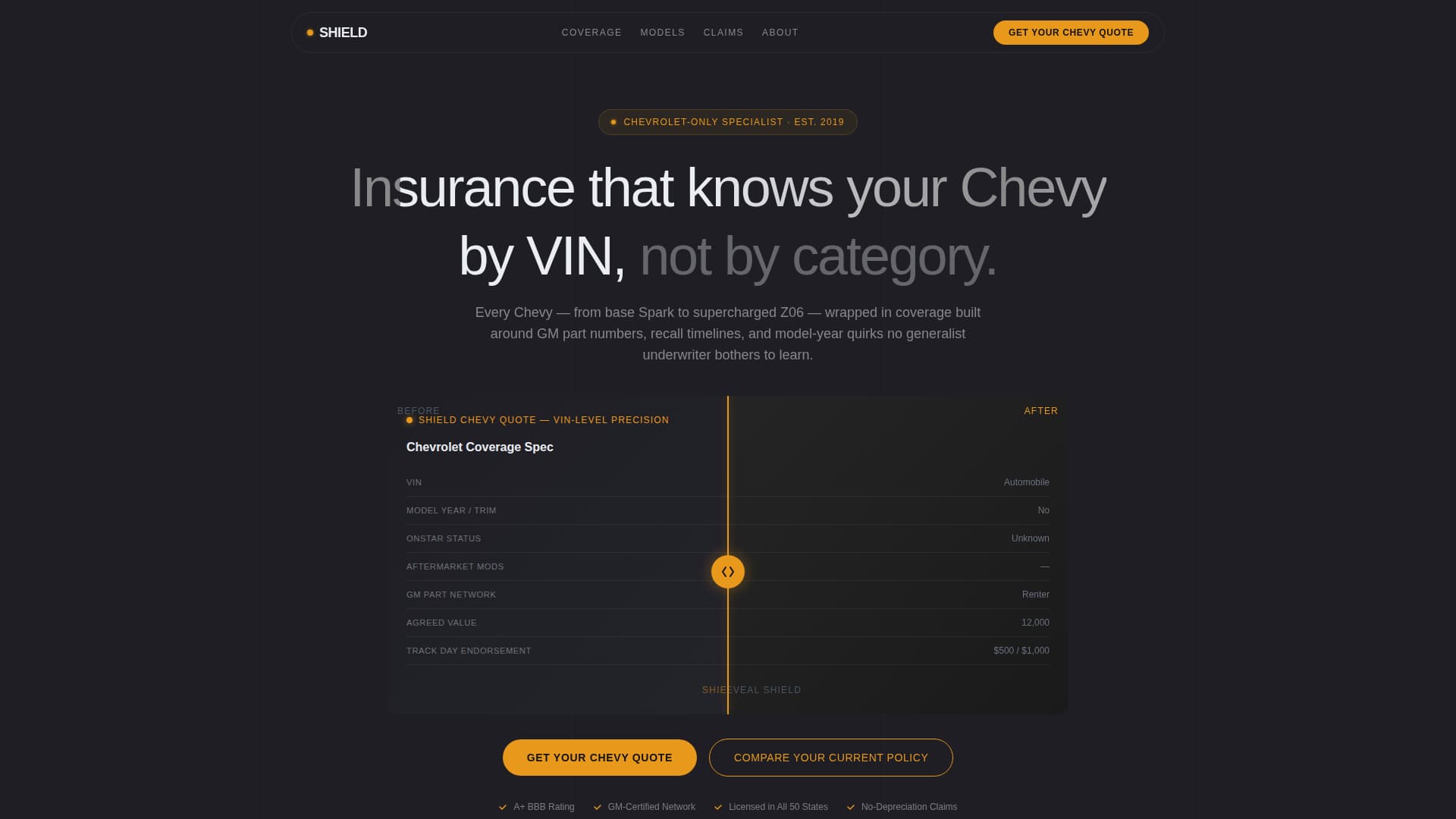 Chevrolet - Premium Insurance Landing Page Template