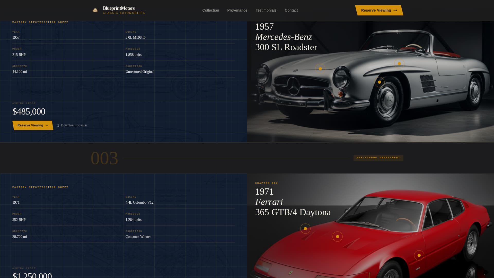 Blueprint - Classic Cardealer Landing Page Template