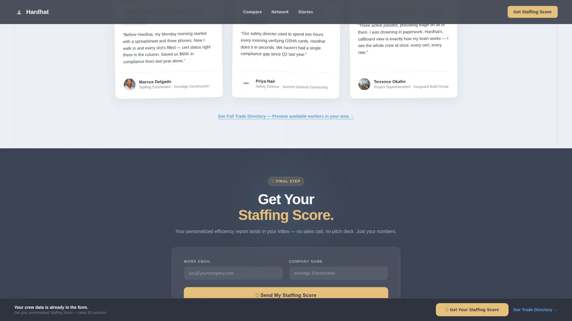 Hardhat — Certified Skilled Trades Landing Page Template