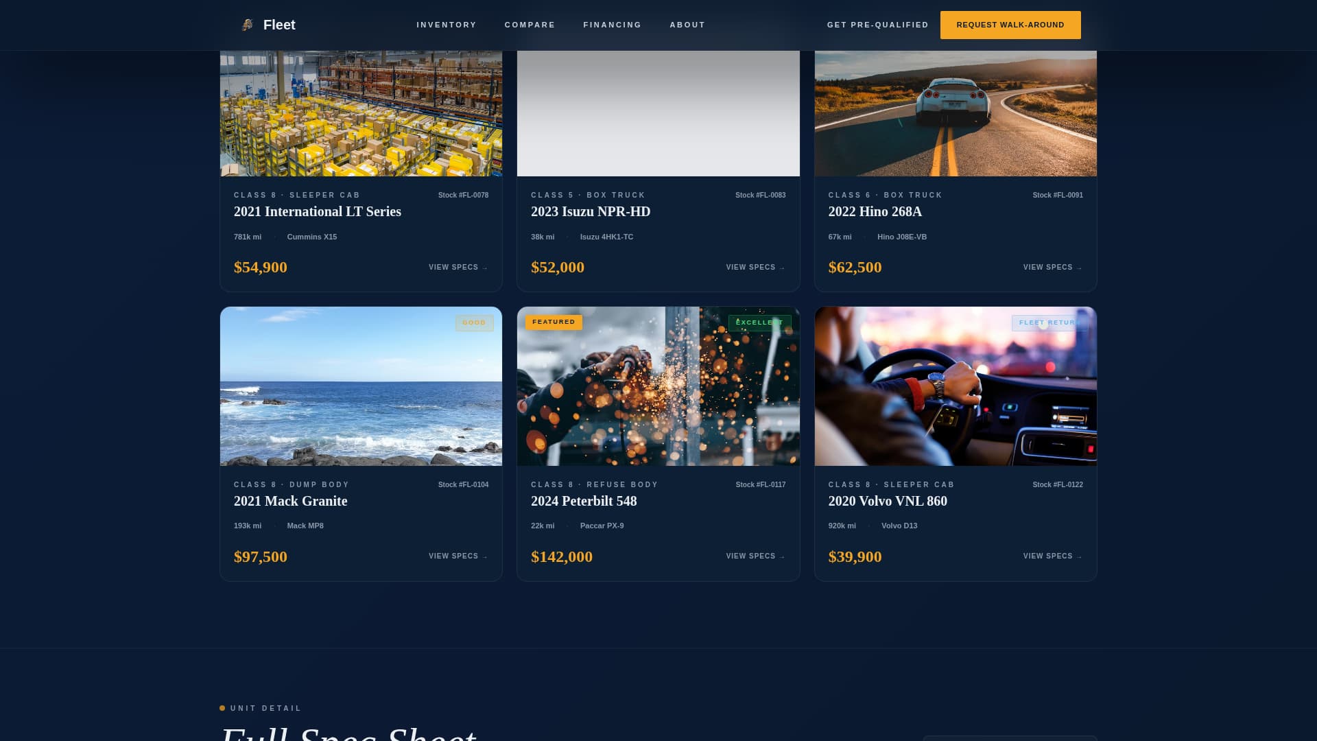 Fleet - Dynamic Commercialtruck Landing Page Template