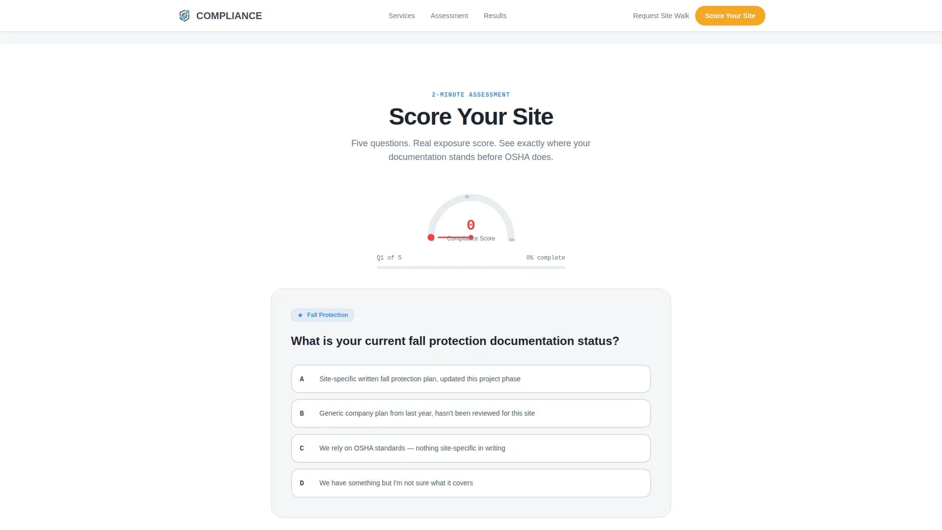 Compliance — Certified Construction Safety Landing Page Template
