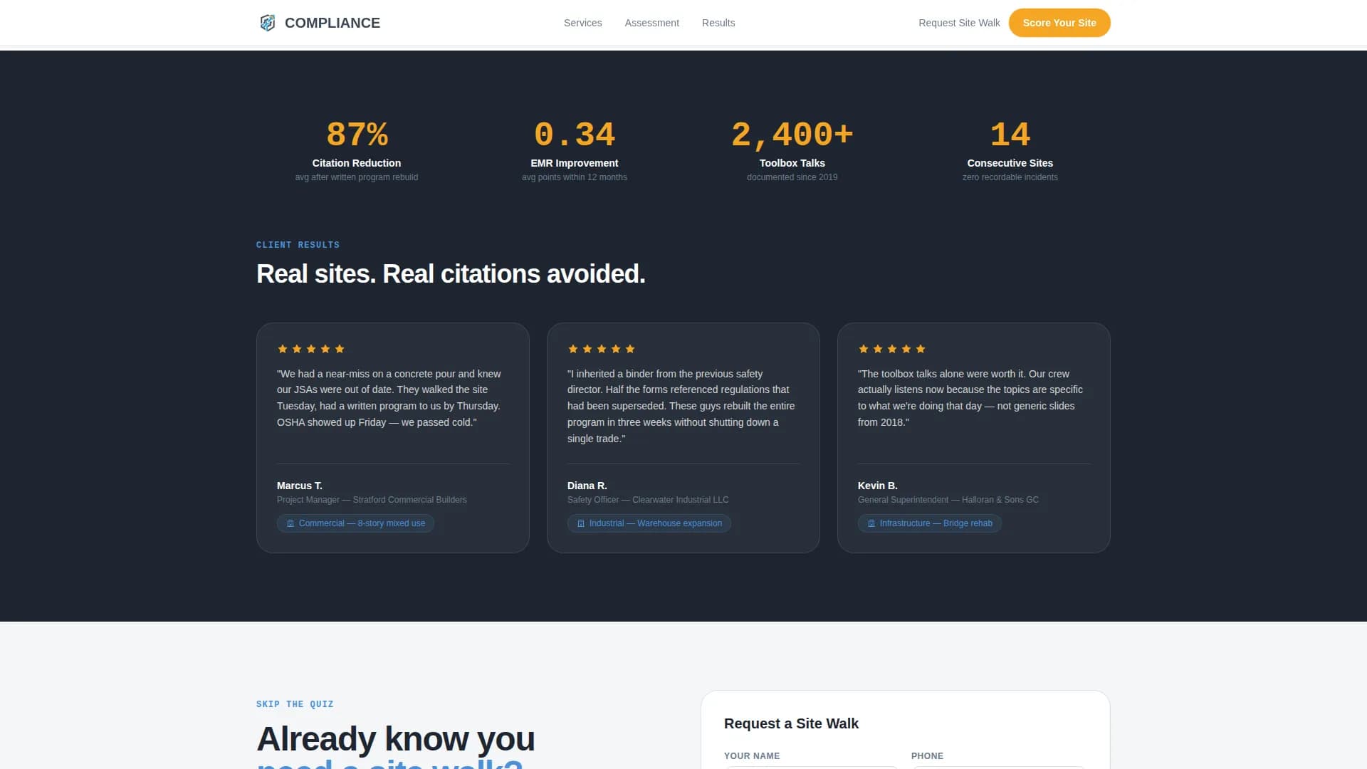 Compliance — Certified Construction Safety Landing Page Template