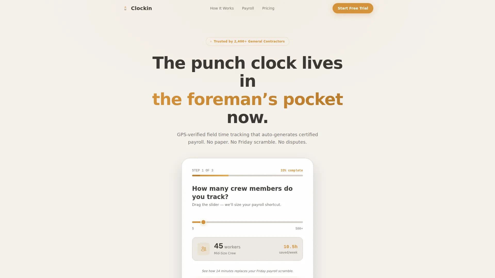 Timesheet — Contractor Payroll Tracking Landing Page Template