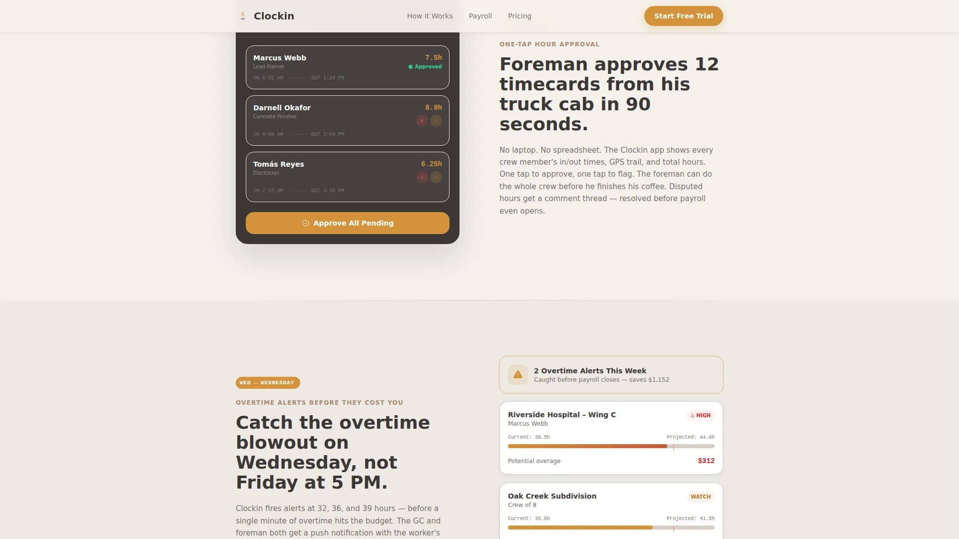 Timesheet — Contractor Payroll Tracking Landing Page Template