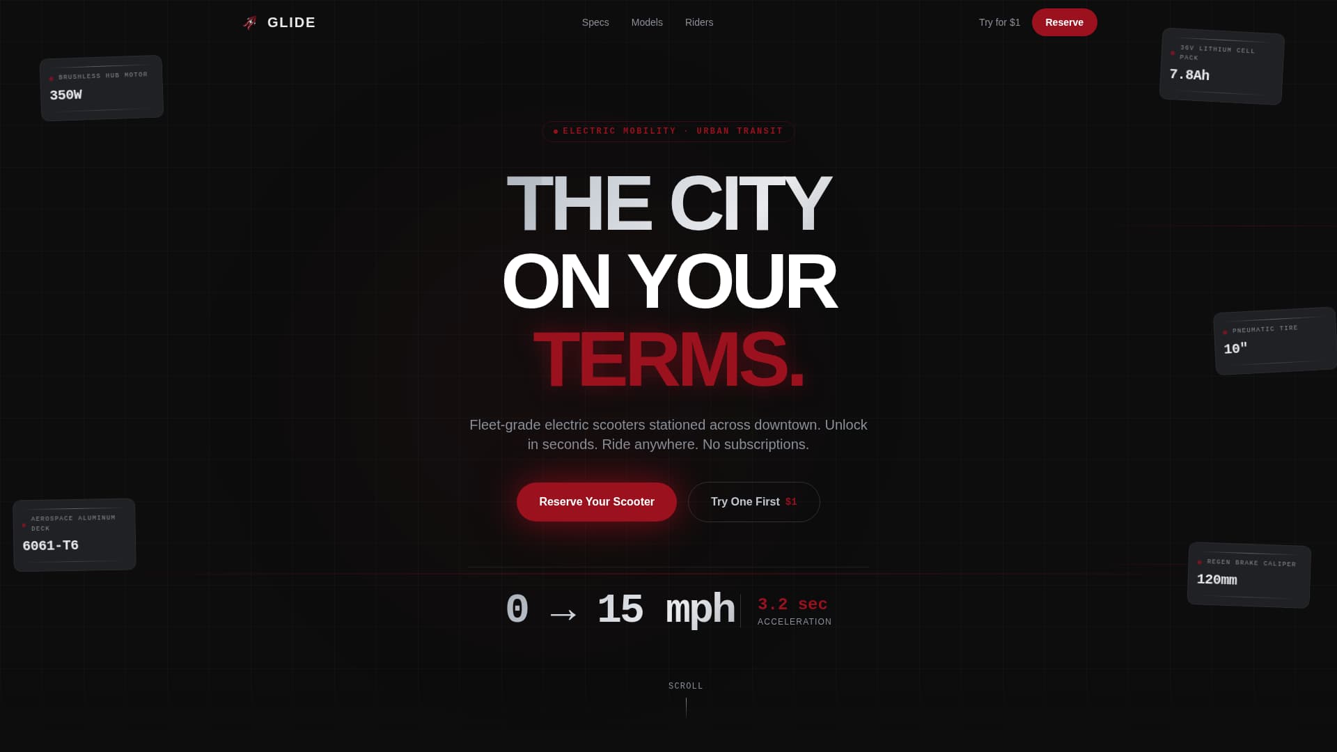 Glide - Electrifying Escooter Landing Page Template