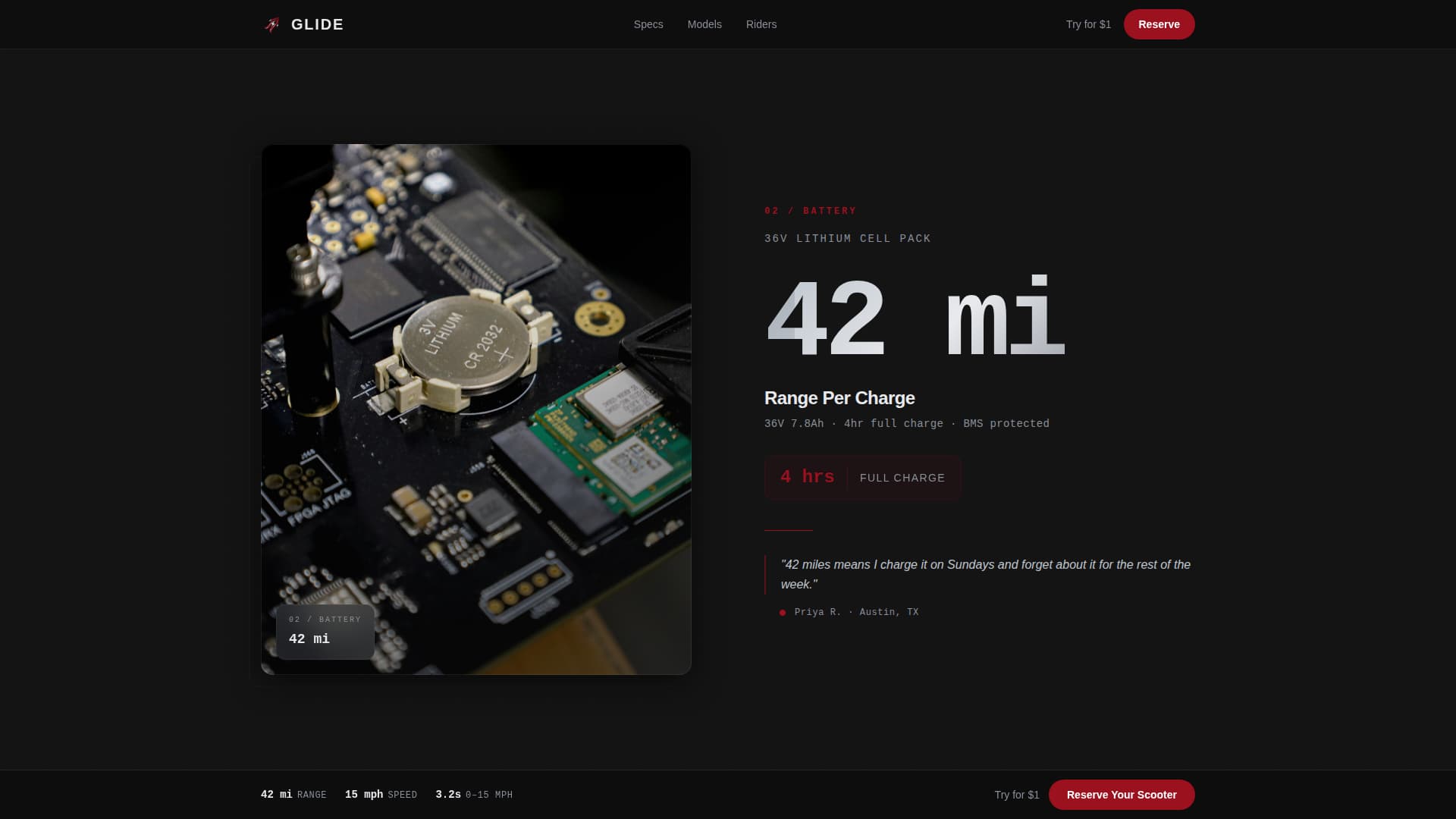 Glide - Electrifying Escooter Landing Page Template