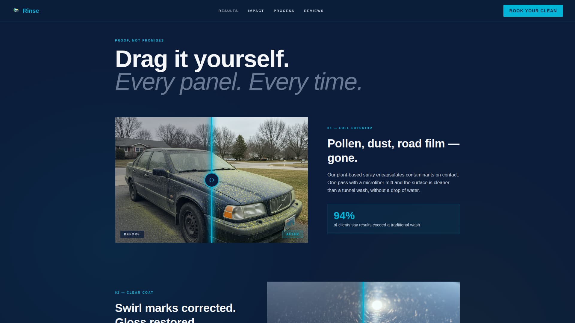 Rinse - Spotless Detailing Landing Page Template