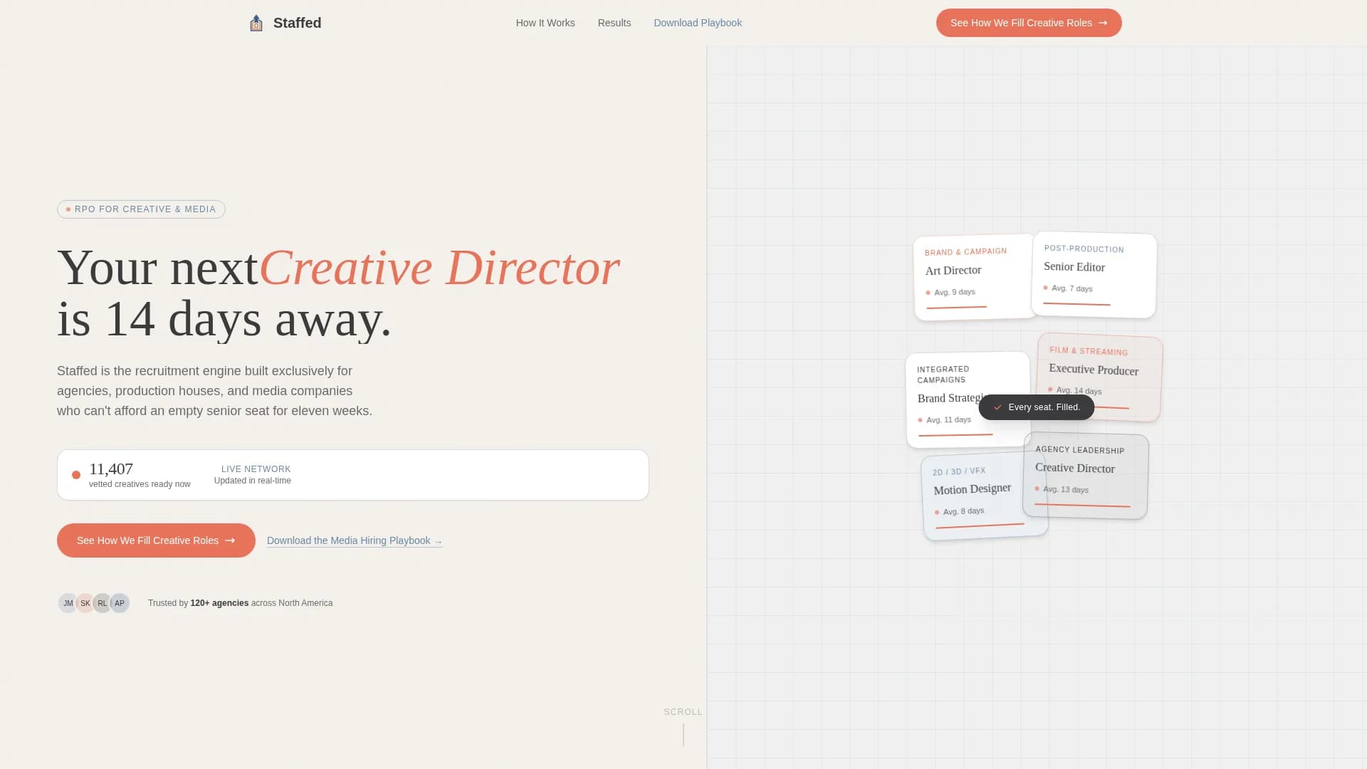 Staffed - Creative Talent RPO Landing Page Template