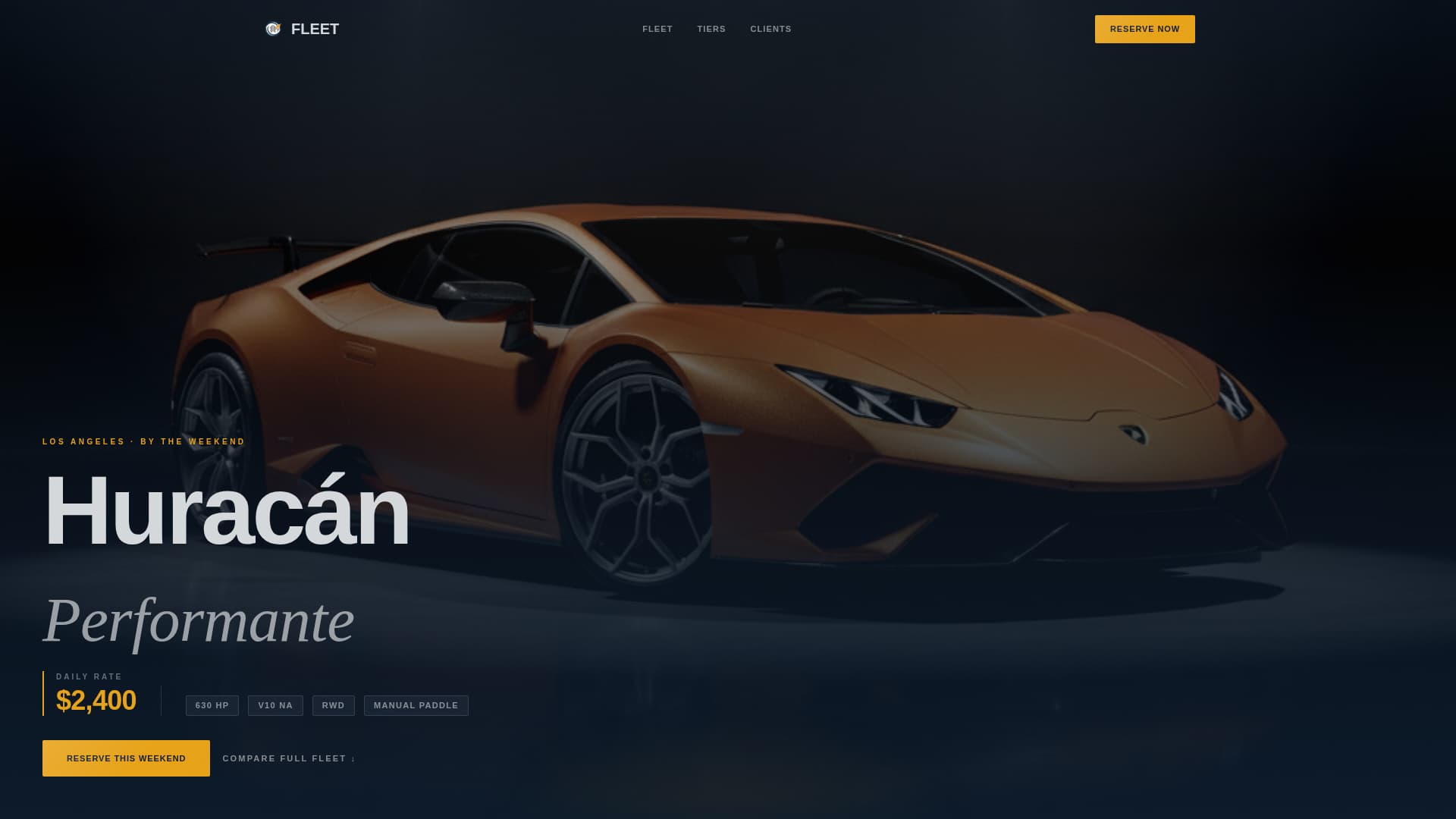 Fleet - Premium Exoticcar Landing Page Template