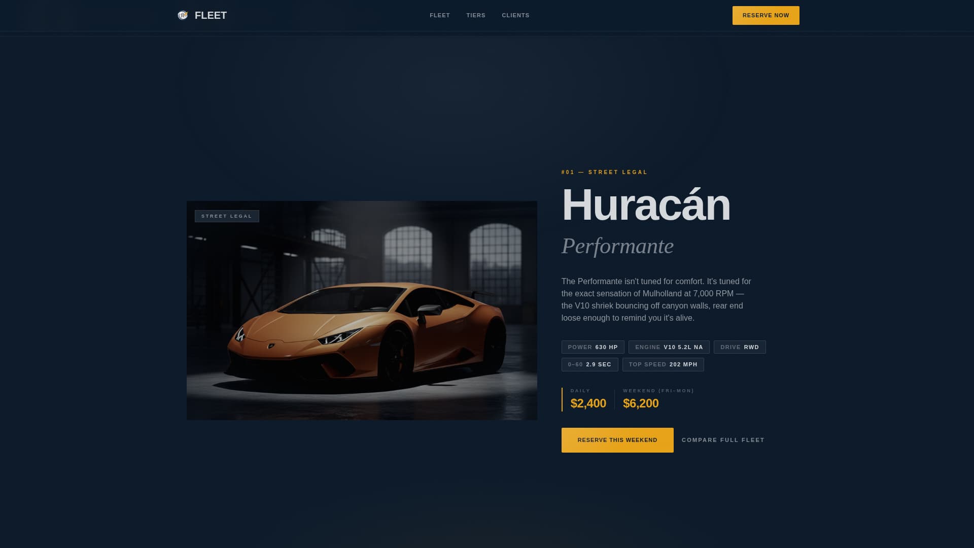 Fleet - Premium Exoticcar Landing Page Template