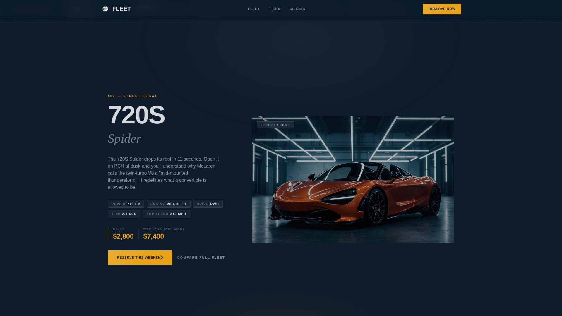 Fleet - Premium Exoticcar Landing Page Template